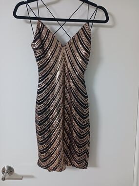 Lovely Day.Black Dress With Gold Sequin